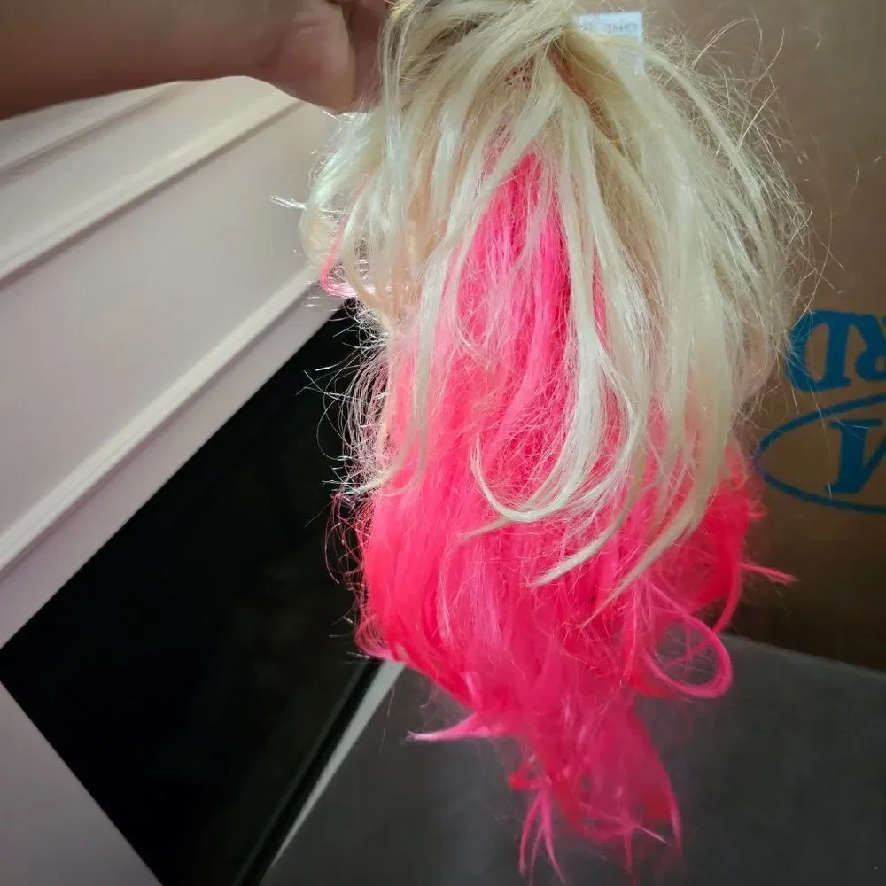Pink Halloween Wig Long Bob Straight Wig Hair Synthetic Lace For Women